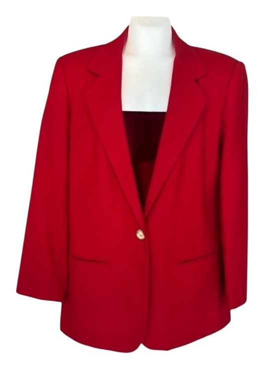 Savannah Jackets & Blazers - Savannah Vintage Red Wool Blazer Gold Button Jacket Size 10